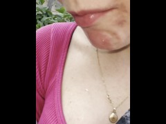 A nice blondie is coughing and spitting close up - Screenshot 7 of 16 - Spitting