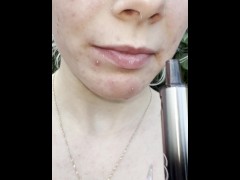 A nice blondie is coughing and spitting close up - Screenshot 9 of 16 - Spit