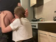 Preview 2 of Young slut gets an orgasm in the kitchen