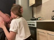Preview 3 of Young slut gets an orgasm in the kitchen