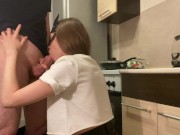 Preview 4 of Young slut gets an orgasm in the kitchen