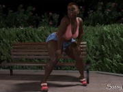 Preview 4 of Midnight at the Park pt. 1 - Interracial Big Dick Futa x curvy ebony public bench