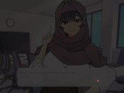 Preview 3 of Tsundere Milfin [ HENTAI Game ] Ep.1 muslim boss ass stuck in the elevator with no panties !