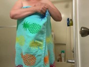 Preview 2 of Shy Woman Has To Open Her Pineapple Towel for A Full Body Inspection