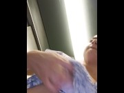 Preview 2 of A stranger watches me in the elevator while I masturbate and ram a sex toy