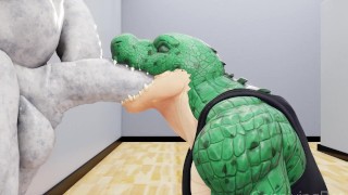 Krokodil Zuigt Standbeeld's Lul