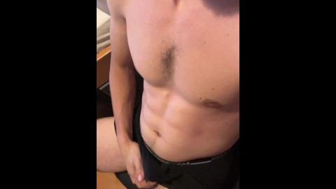 Young guy fitness JERKING OUT