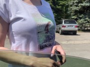 Preview 1 of Busty Stranger Sucked in the Car and Fucked for Money - Russian Amateur with Dialogue