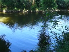 SOLO GIRL BIKES IN A SKIRT AND STRIPS OFF AT THE RIVER