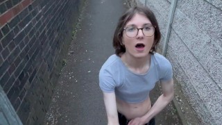 Naughty teen trans girl gets naughty in public alleyway