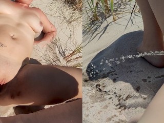 A La Plage Naturiste, un Inconnu me Baise Avant que Je Pisse