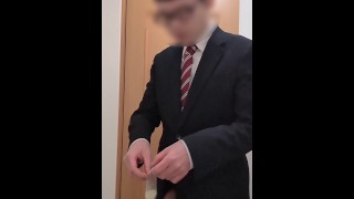 A Sample Video Showing A Businessman Letting Go Of The Semen That Had Built Up In His Rubber Band After Returning Home