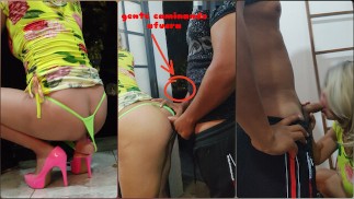 We got caught while he was fucking my sissy ass on the open door
