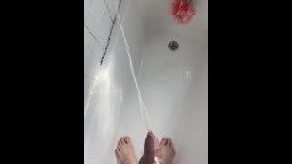 Cummy Cock Pissing & Farting in Shower