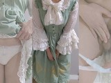 Crossdresser Wearing a Green Dress and a Pull-up Nappy, then Jerking off 01 男の娘 洋服 偽娘 おむつ