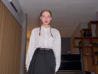 deepthroat, russian, teen with braces, blonde