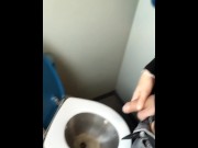 Preview 6 of Piss with low hanging balls on the train toilet