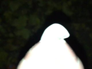 Close up filling condom with cum at public