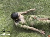 Crazy gunged in Silver grey slime - WAM - Wet and Messy