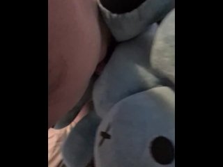 Humping plush bunny until i cum hard on it