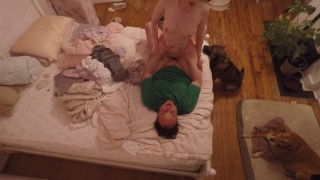 She's Overstimulated, Gets Naked, Sits on His Face, Gets Fingered, and then Fucks Him Cowgirl Style