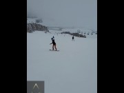 Preview 2 of BJ in the snow - El takes G's load on the mountain!