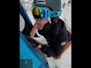 snowboarding, cum in mouth, bj, small tits