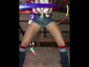 Preview 1 of I Wet Myself While Hula-Hooping, Trancing Out to EDM in my Loft, Multi-camera