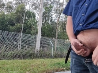Wank and Cum at Highway Rest Area