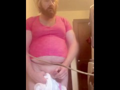 Sissy Little ABDL Adult Diaper POV Golden Shower In Public Wash Room apartment complex sexy Pissing