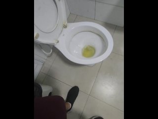 Pissing and Drinking My Male's_Piss in the Public Restroom_07/01/2023
