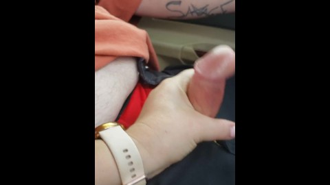 Stroking Daddys cock on the way home