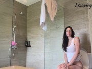 Preview 1 of Morning porn star Liza Virgin. Pissing and going to workout