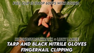 Tarp en Black nitril handschoenen vingernagel clipping trailer Lucy LaRue LaceBaby HoundstoothHank