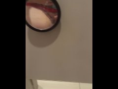 Amateur Solo Jacking Off Almost Caught in a Public Restroom