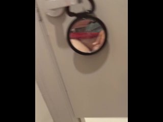 Amateur Solo Jacking Off Almost Caught in a Public Restroom