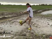 Preview 5 of Muddy Football (soccer) Practise with ONLY a T-shirt