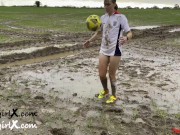 Preview 6 of Muddy Football (soccer) Practise with ONLY a T-shirt