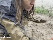Preview 4 of Muddy Girl in Mud Fields, Rainsuit in the Rain