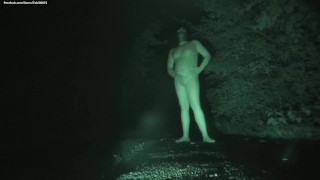 Peeing with erection while fapping during a nude walk in public at night. (008) Pissing Tobi00815