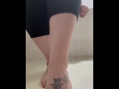BBW stepmom MILF peep toe high heels close up feet your POV