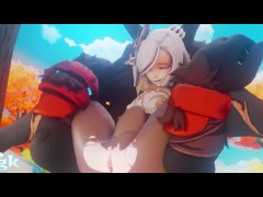 Shenhe gets a Rough Anal Fuck by a Mitachurl and gets a Huge Anal Creampie - Genshin Impact