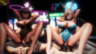Blue Archive - Asuna, Karin & Iori Club Orgy [4K UNCENSORED HENTAI]