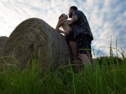 Preview 1 of Daddy and Rea fuck on a bale of straw at sunset