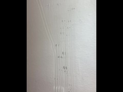 Cum play!- I fling a couple of my saved cum loads out of a shot glass onto a mirror to drip down