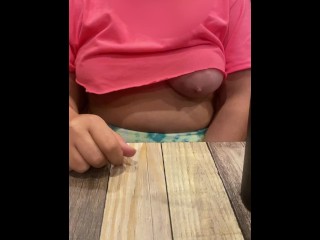 Hard Nipples, Underboob Boob Slip Public Restaurant Strangers Risky