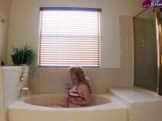 Preview 1 of sharing a bathroom with stepmom and masturbating together ends in anal sex and creampie