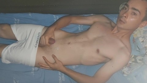Sensual masturbation in white boxers - OnlyFans @the-college-boy