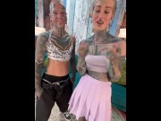 Preview 2 of Onlyfans tattoo girl Anuskatzz enjoy XXX adventure wild sex with inked nonbinary Darkleaves Z-filmz