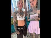 Preview 3 of Onlyfans tattoo girl Anuskatzz enjoy XXX adventure wild sex with inked nonbinary Darkleaves Z-filmz